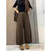 Jeans Medela Color Café Talla Grande para Mujer, Otoño e Invierno, Pantalones Cropped Rectos Holgados de Cintura Alta Adelgazantes, Pantalones de Pierna Ancha para Mujeres de Talla Grande