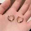 Aretes de Esmalte de Año Nuevo con Goteo de Aceite, Aretes de Hilo Rojo Ancora con Goteo de Aceite, Aretes de Hebilla de Oreja Simples de Alta Gama
