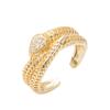 Moda Transfronteriza Europea y Americana Cobre Chapado en Oro Micro-incrustado Zirconia Anillo de Serpiente Hip-hop para Mujer Accesorios de Anillo Abierto Creativo Personalizado