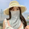 Mascarilla Solar de Verano Floral Pequeña Estilo Nuevo, Protección UV de Cara Completa, Mascarilla de Velillo Fino Cubre Rostro para Mujeres, Protección del Cuello