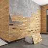Panel de Plástico de Aluminio con Imitación de Madera en Mosaico Pegatina de Pared Autoadhesiva Fondo de Pared Impermeable y a Prueba de Humedad Pegatina Protectora de Azulejo Autoinstalable Venta al por Mayor