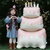 Balão de folha de bolo de creme de três camadas super grande estilo Ins para decoração de festa de aniversário e sessão de fotos de meninos e meninas