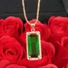 Kaiwei K oro rosa esmeralda rectangular colgante de diamante esmeralda verde coloreada turmalina verde diamante collar cristal