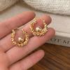 Pendientes de lazo vintage de moda de Corea del Sur, elegantes pendientes de perlas con incrustaciones de diamantes que combinan con todo, mini pendientes sencillos con clip para las orejas, joyería para las orejas