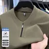 Moda Transfronteiriça Masculina Moletom Quente com Zíper Inverno Novo com Veludo Espessado Manga Longa Top Camiseta Camada Base Masculina