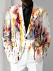 Chaqueta de Manga Larga con Botones, Pigmento Salpicado, Temperamento Iridiscente, Traje de Moda para Sesión de Fotos de Revista, Parte Superior WL8, Resistente a las Arrugas