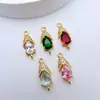 Colgante de Gota Única de Zirconia sobre Cobre Chapado en Oro Accesorios de Materiales Hechos a Mano para Pulseras, Collares, Pendientes y Colgantes de Joyería