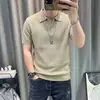 2026 Camisa Polo Tricô com Lapela Masculina Camiseta de Manga Curta de Alta Qualidade Estilo Coreano Preguiçosa Solta Ins Top de Meia Manga Versátil