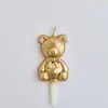 Inserto de vela digital de urso de diamante transfronteiriço, decoração dourada, sobremesa de aniversário, arranjo para primeiro aniversário, adereços para fotos para meninos e meninas