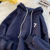 Suéter azul marino para hombre, abrigo grueso con capucha y forro polar de invierno 2022, estilo americano, ropa de abrigo de marca de moda urbana.