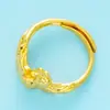 Anillos Abiertos de Oro Estilo Europeo de Dragón y Fénix para Mujeres, Anillos de Pareja de Latón Chapado en Oro Vietnamita con Cabeza de Dragón y Pavo Real