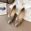 Zapatos Planos Blancos con Grulla de Almohada Boca Baja Lentejuelas Lazo Punta Puntiaguda para Mujer 2026 Otoño Nueva Llegada Planos para Viajar al Trabajo