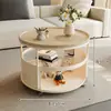 Mesa Lateral Redonda Simples e Moderna de Ardósia para Sofá de Sala de Estar, Adequada para Apartamentos Pequenos, Mesa de Centro com Rodinhas Móveis, Mesa Pequena
