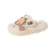 Pantuflas de Algodón para Niños Otoño e Invierno Nuevas Niñas Moda Dibujos Animados Suela Gruesa Pantuflas Esponjosas Una Palabra para Exterior Cálidas Pantuflas Esponjosas