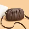 Bolsa Quadrada Pequena com Zíper de Três Camadas e Design Plissado de Comércio Exterior Bolsa de Ombro Transversal Feminina Casual Simples Novo Estilo Transfronteiriça