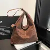 Bolsa Retrô Grande Capacidade Transfronteiriça Feminina Outono e Inverno Versátil Nova Casual Ombro Transversal Bolsa Tote para Aula de Estudante