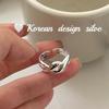 Estilo Coreano Dongdaemun Joyería Simple y Única Anillo Hueco Retorcido de Plata de Ley S925 Diseño Apilable Estilo Ins para Mujeres