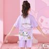 Pijamas de niña, pantalones cortos de manga corta, ropa de casa, pijamas para niños, verano, seda de hielo, cuello redondo, traje madre-hija, nuevo estilo