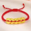 Pulseira de Corda Vermelha Trançada com Moeda de Cobre dos Cinco Imperadores Boa Sorte para Este Ano de Vida Corda de Mão para Casal Moda Versátil Pulseira Passe-partout para Presentear