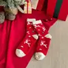 Calcetines gruesos de otoño e invierno para mujer, calcetines de media caña de felpa de coral con dibujos animados para mujer, calcetines cálidos de felpa para dormir en casa, calcetines de Navidad al por mayor