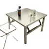 Mesa Plegable de Acero Inoxidable para Uso Doméstico, Mesa de Comedor Cuadrada, Mesa Portátil para Exteriores, Uso Comercial, para Puestos Callejeros, Casas de Alquiler, Mesa Pequeña