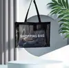 Bolsa de compras de malha de nylon de grande capacidade transfronteiriça, bolsa de malha para exterior para guardar roupas e cosméticos, bolsa de ombro de malha