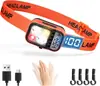 Linterna frontal para correr para exteriores transfronteriza, ligera, mini, multi-fuente de luz, linterna frontal para pesca, batería de larga duración, pantalla digital, luz blanca