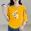 Comercio exterior transfronterizo ropa de maternidad, moda rejuvenecedora, tendencia china, estilo chino, camiseta de manga tres cuartos manga corta, top holgado para mujer
