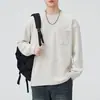 Roupas Masculinas Fengshe / Novo Suéter Retro Japonês para Primavera e Outono Versátil Simples Masculino Moletom de Manga Longa Caimento Solto Tendência Camada de Base