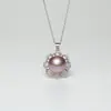 Colgante de Perla Morada Redonda Casi Fuerte Brillo 13-14 mm Collar de Perlas de Plata 925 para Mujer Cadena Elegante de Clavícula de Lujo Ligero de Alta Gama para Mujer