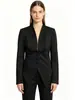 Moda Europea y Americana Transfronteriza para Mujeres: Elegante Blazer Asimétrico de Corte Ajustado con Cinturón de Corbata y Cuello en V