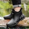 Botas de chuva curtas populares da moda transfronteiriça para homens, antiderrapantes, sapatos de borracha espessados, galochas, pesca na praia, resistentes ao desgaste, sapatos aquáticos leves