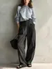 Pantalones Casuales de Pierna Ancha de Cintura Alta Transfronterizos Europeos y Americanos para Mujer, Otoño 2026, Pantalones Largos Holgados de Pierna Recta con Caída para Primavera y Otoño