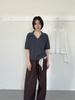 Love and Nancy Trece Líneas Minimalista Verano Estilo Coreano Cuello en V Elegante Casual Relajado Manga Corta Camiseta para Mujeres 11724