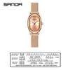 Reloj de Cuarzo Sanda Correa Simple Diamante Ovalado Reloj para Mujer Compacto y Versátil Impermeable Reloj para Examen