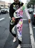 Conjunto de Moletom com Gola Redonda e Mangas Longas e Calça Jogger Casual Esportiva High Street Hip-Hop Americano Transfronteiriço Estampa Digital Masculino