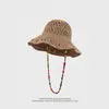 Sombrero de Paja de Copa Plana para Mujer, Fedora Tejido de Paja Francés, Nuevo Verano 2026, Sombrero de Sol de Ala Ancha, Sombrero de Sol para Vacaciones en la Playa