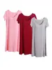 Vestido de Noite Modal de Manga Curta Três Peças Primavera e Verão com Bojo Pijama Sem Sutiã Vestido para Casa Completo Vestido Midi