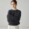 Suéter de tricô trançado 100% cashmere, pesado e extra espesso, com gola redonda, perfeito para outono e inverno, oferecendo calor e um caimento luxuoso e relaxado.