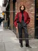 Ordem de exportação! ZR atacado transfronteiriço de nova moda feminina europeia e americana, jaqueta solta elegante e estilosa com gola alta xadrez americana