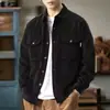 Camisa de trabajo de pana de color sólido texturizada de estilo japonés de marca de moda para hombre, corte holgado, chaqueta camisa casual versátil para primavera y otoño