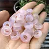 Atacado de fábrica pingente de fivela de segurança de ágata rosa pequeno anel de calcedônia amarela acessórios de anel de segurança para joias de pulseira DIY