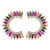 Moda europeia e americana brincos exagerados em forma de C simples luxo leve diamante de vidro de alta qualidade brincos Super Flash brincos novos atacado