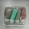 Botella de almacenamiento esencial no siliconada para limpiador facial, gel de ducha, loción, crema, tamaño de viaje, dispensador en forma de abanico