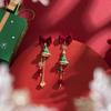 Atmosfera de Natal Brinco de franja com laço para árvore de Natal 2024 novo outono e inverno temperamento fofo brincos da moda