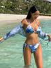 Corea del Sur 2024 Nuevo Traje de Baño para Mujer Ins Celebridad de Internet Caliente Sexy Bikini de Tres Piezas Conjunto de Cuatro Piezas Traje de Baño Blanco