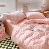 Algodón Lavado Ropa de Cama Sábanas para Cama Juego de Funda Nórdica de Cuatro Piezas Juego de Cama Individual y Doble para Dormitorio de Estudiantes Juego de Tres Piezas para Todas las Estaciones