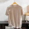 Suéter de Cachemira Pura para Hombre Cuello Redondo Plano Color Sólido Jersey Manga Corta Holgado Casual Joven y de Mediana Edad Otoño e Invierno Tejido de Punto Mangas Cortas