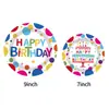 Conjunto de pratos de papel descartáveis, copos de papel, guardanapos de papel, talheres e decoração de local com tema de festa de aniversário de bolinhas coloridas transfronteiriço