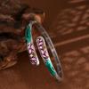 Pulseira de prata esmaltada Coração de Lótus Bifurcado pulseira de prata tailandesa retrô pulseira de abertura Cor de Lótus presente de aniversário